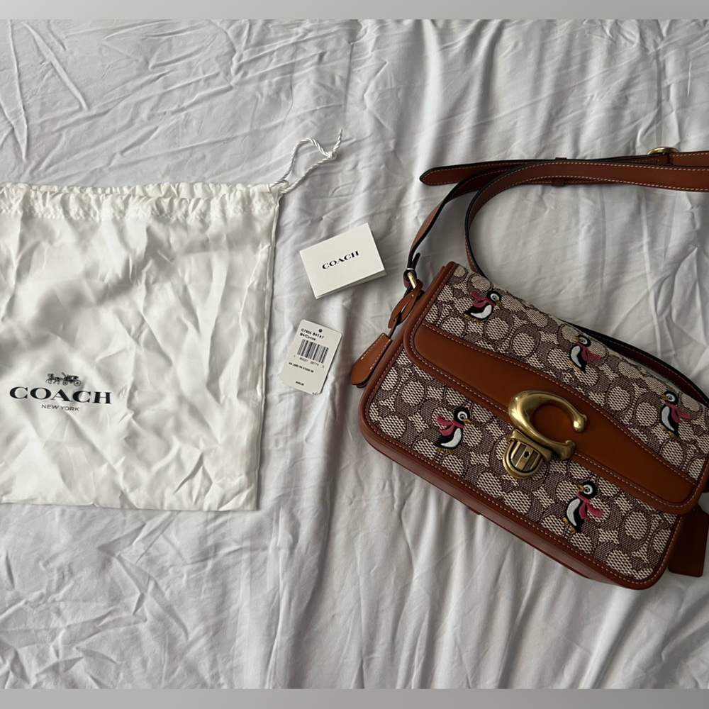 Coach Studio Shoulder Bag In Signature Jacquard With Penguin Motif